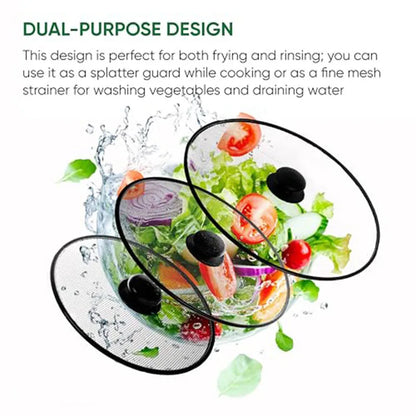 25/29/33cm Splash Proof Pan Lid Splatter Guard Fine Mesh Splatter Screen Fry Food Screen Fry Pan Grease Cover Stainless Steel