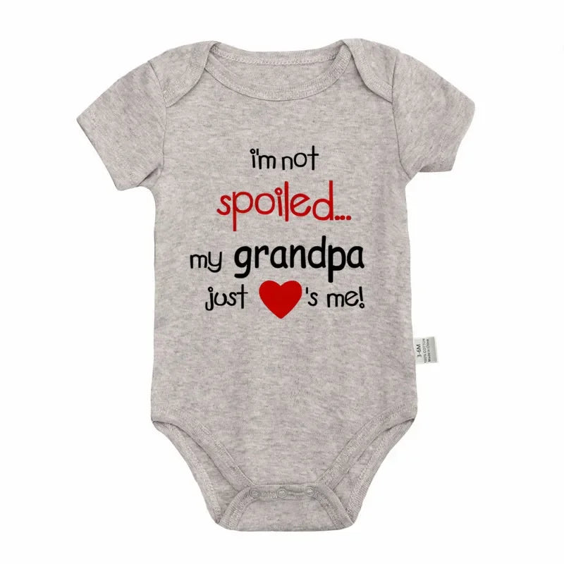 I'm Not Spoiled My Grandma Loves Me Baby Romper Crawling Clothes Triangle Onesies Newborn Baby Clothes Onesies for Babies