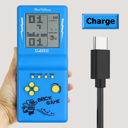 Rechargeable Retro Handheld Game Player Type-C Charge Nostalgic Game Console with Switch for Tetris Machine Boy Puzzle Toys Gift