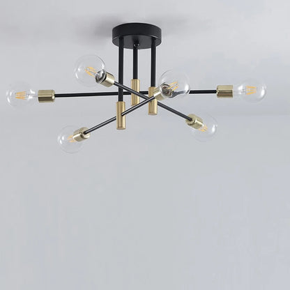 Retro Industrial Wrought Iron Ceiling Chandeliers LED Ceiling Lamp Home Luminaire Modern Living Room Lamps E27 Decoration Lights