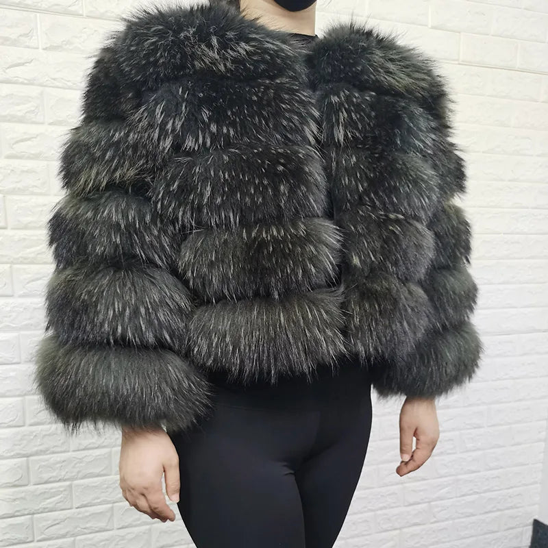 2026 Maomaokong Super Hot Winter Women Luxury Thick Real Raccoon Fur Coat Natural Fox Fur Jacket Plus Size Jackets Female Vest