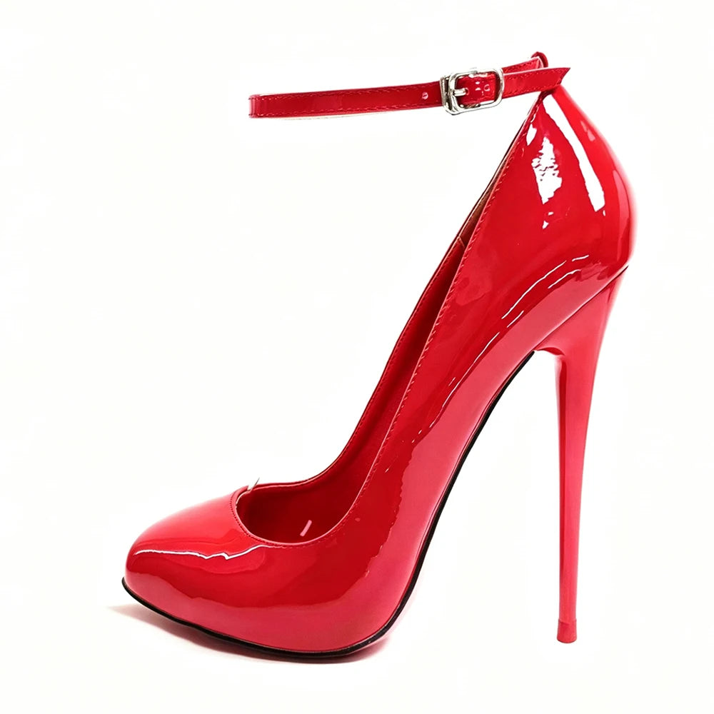 New Customize 14/16CM Super High Heels Ankle Strap Pumps,Round Toe Stiletto Heels Pole Dance Unisex Party Club Shoes Plus Size