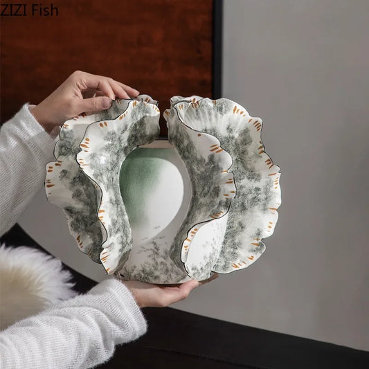Art Ceramic Vase Desktop Ornament Flower Arrangement Artistic Flower Vessels Hydroponic Vases Decorative Vase Dried Flower Vases
