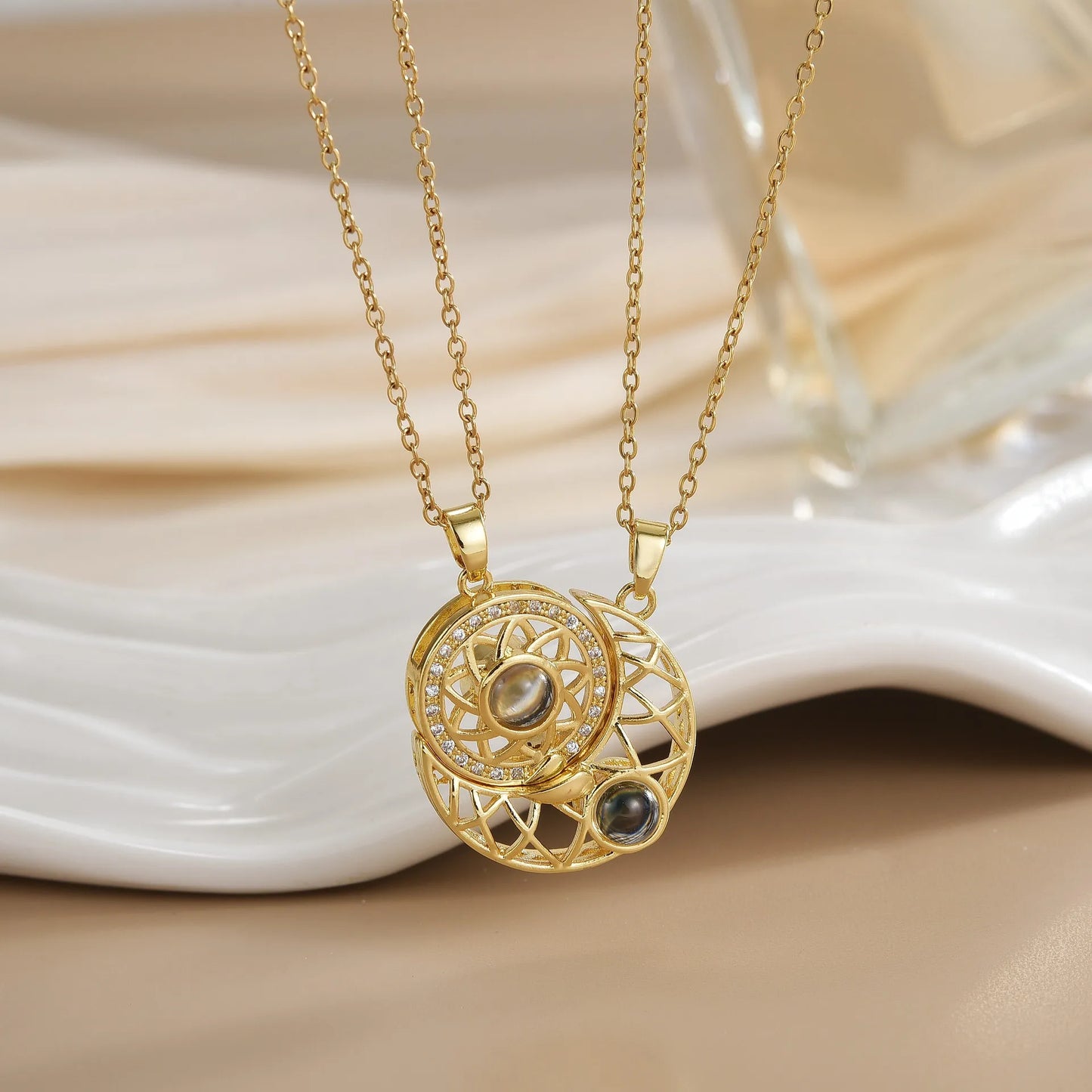 LATS New Stainless Steel Magnetic Sun Moon Couple Necklace Fashion Chain for Men and Women Good Friend Gifts Trend Jewelry
