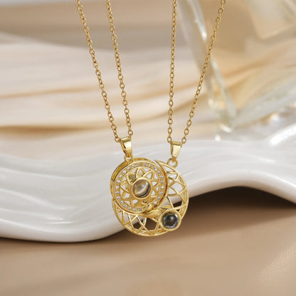 LATS New Stainless Steel Magnetic Sun Moon Couple Necklace Fashion Chain for Men and Women Good Friend Gifts Trend Jewelry