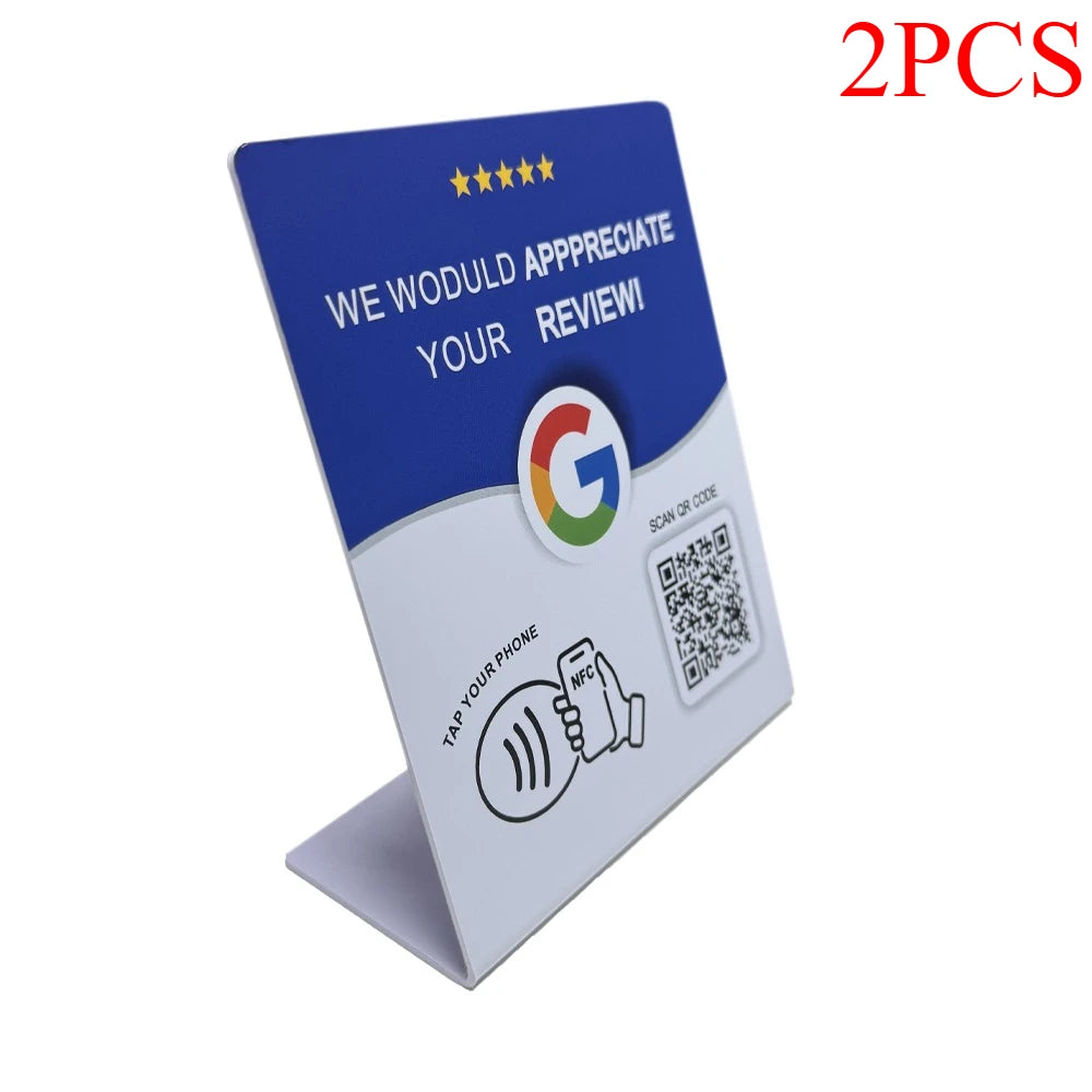 Programmable NFC215 Google Review Card NFC Station Table 13.56Mhz QR code can be independently set to link Standing Card