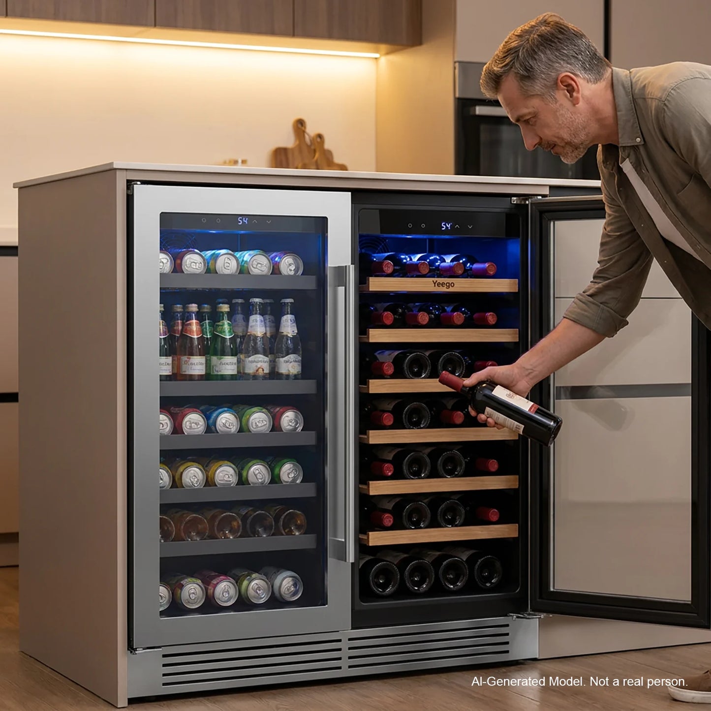 30 Inch Wine Cooler Refrigerator Stainless Steel Glass Door Embedded in The Wine Cabinet, built-in under Counter Beverage Wine Cooler