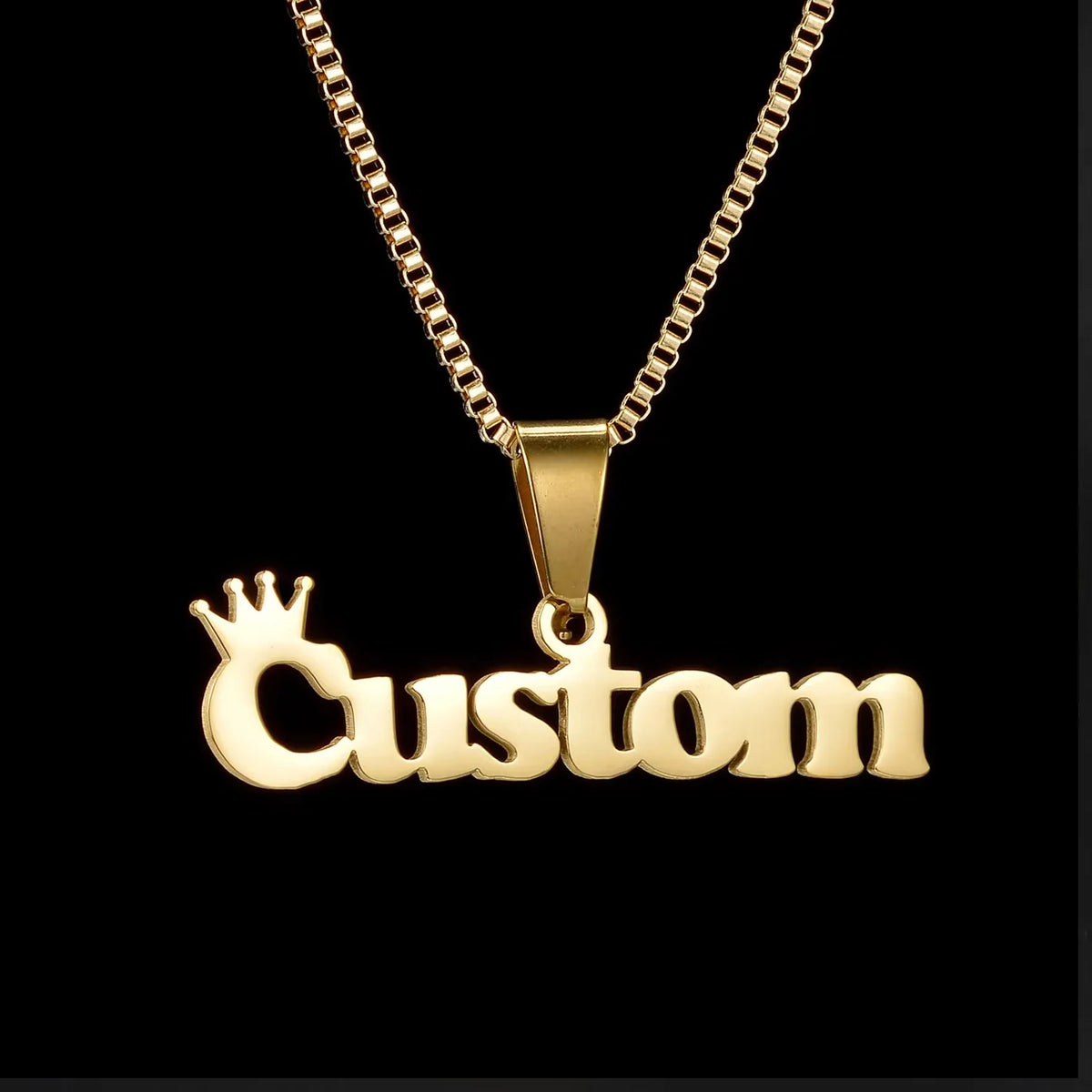 Men’s Personalized Name Necklace | Stainless-Steel Crown Pendant | Everyday Wear & Gifts