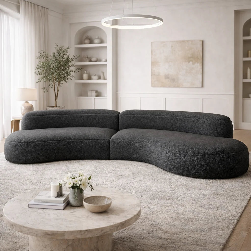 #Modern L Shape Sectional Sofa Cream White Fabric Deep Seat Cloud Modular Living Room Sofa Luxury Nordic Style Home Sofa Set