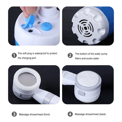 Portable Camping Shower Pump with Digital Display 4000mAh Upgraded Rechargeable Electric Shower Pump Camping Beach Dormitory