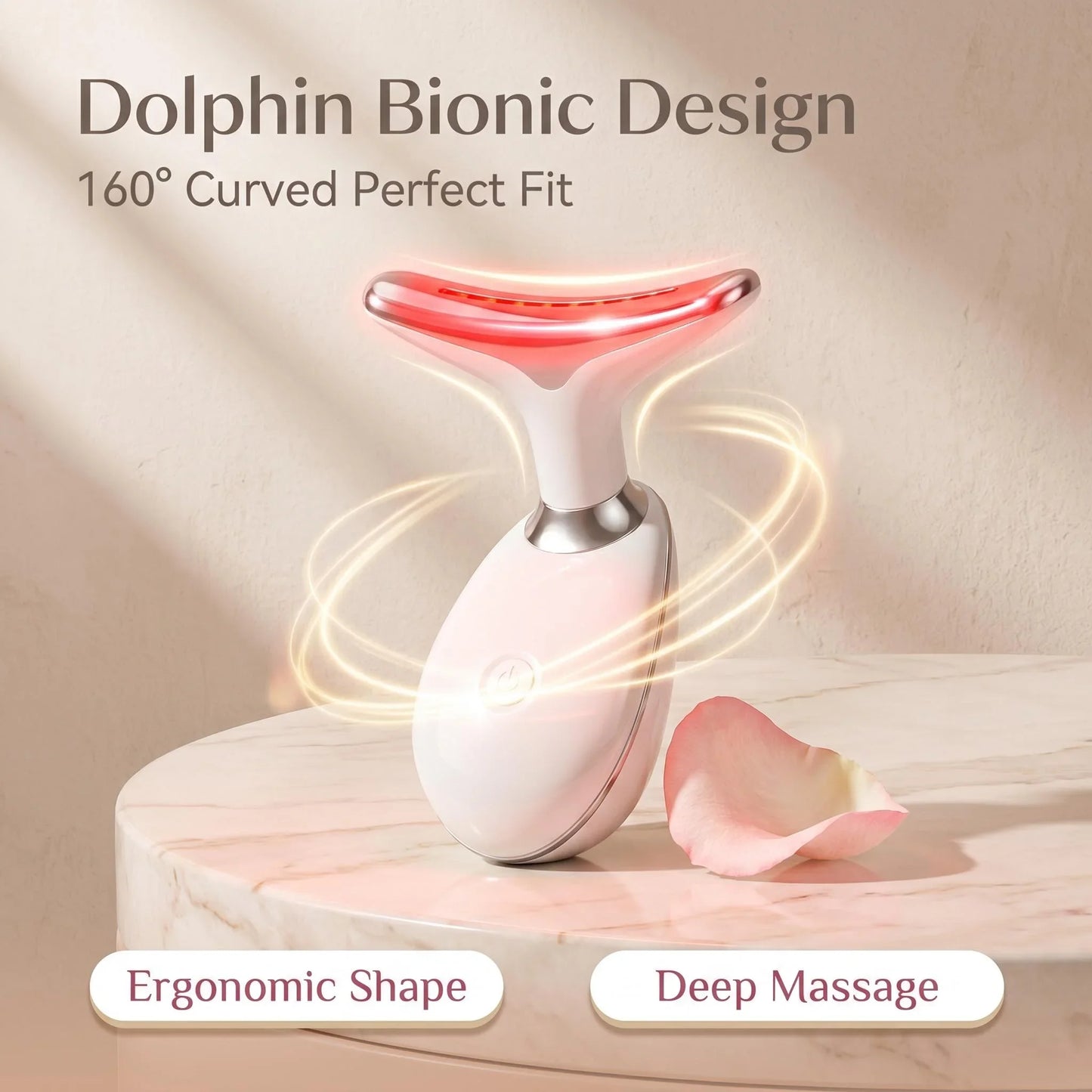 7 Colors LED Light Face Neck Beauty Device with Vibration Massage for Wrinkle Reduction Double Chin Neck Lifting