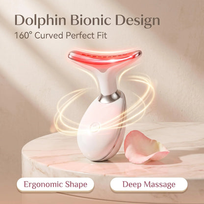 7 Colors LED Light Face Neck Beauty Device with Vibration Massage for Wrinkle Reduction Double Chin Neck Lifting