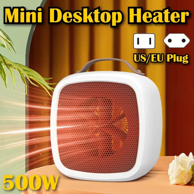 500W Ceramic PTC Heater Fan for Quiet Indoor Desktop Heating in Home or Office