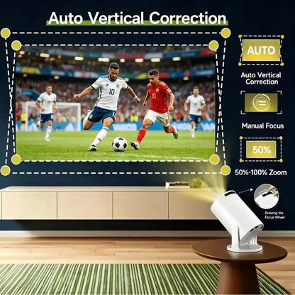 Projector - Supports 4K resolution, brightness 5000 lumens, 240 °   Full-angle projection, automatic keystone correction and autofocus, WiFi 6 and Bluetooth 5.3 wireless projection, ultra-quiet design ≤26 decibels