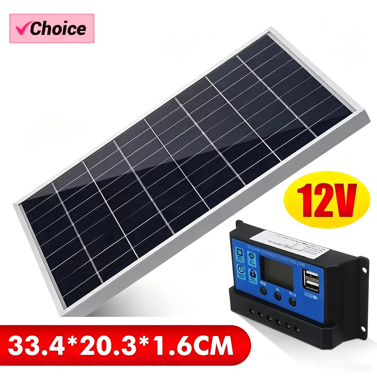 20W 12V Polycrystalline Solar Panel Kit Complete Portable Outdoor Rechargeable Solar Generator Cell Home Power System