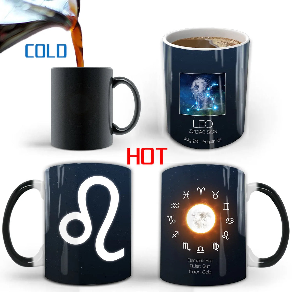Creative Constellation Changing Color Cup Water Transfer magic Coffee Mug  friends birthday gift cup