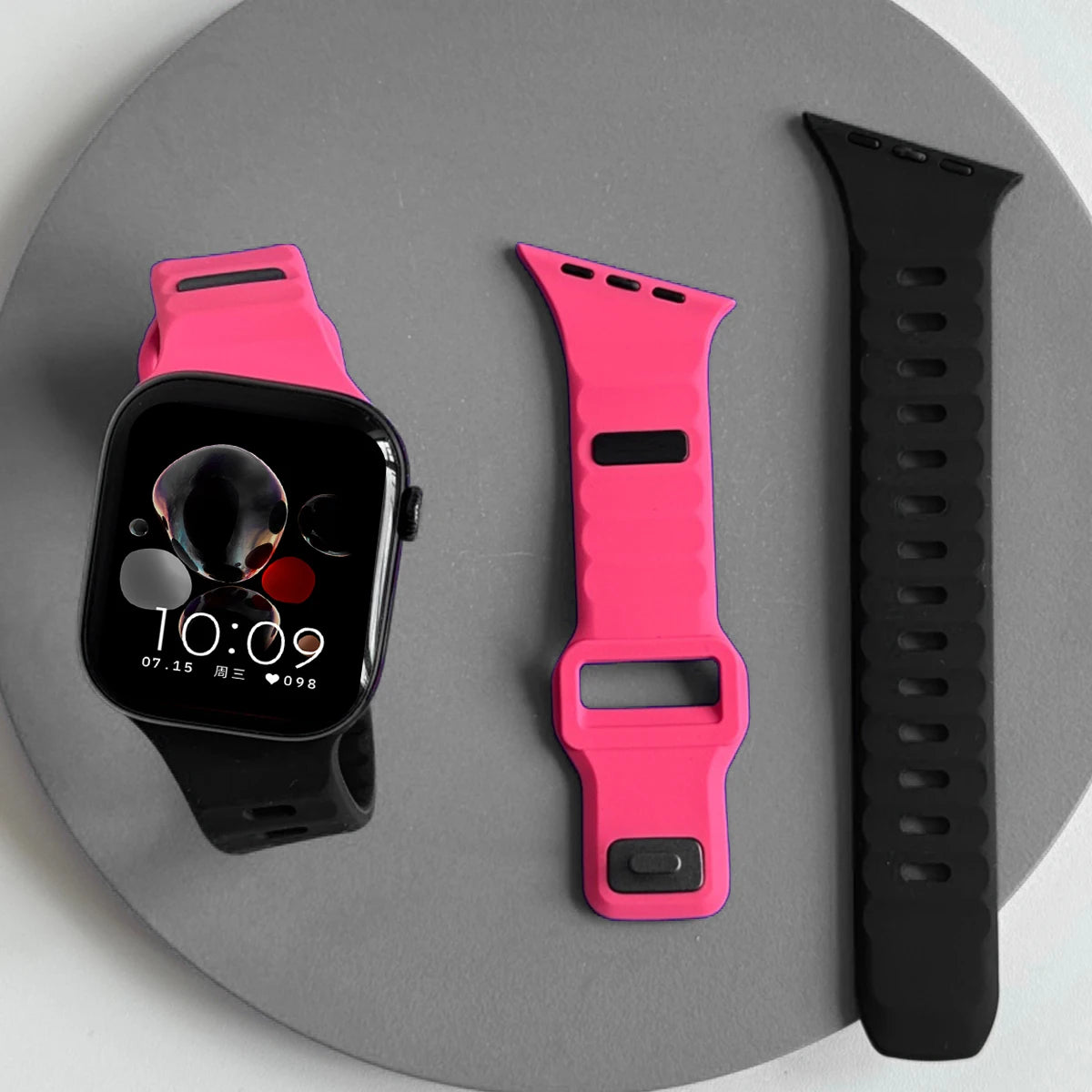 Silicone Sport Band for Apple Watch Ultra 3/2 49mm 42 44 38 40 41mm Two Tone Adjustable Strap for Iwatch S11 10 9 8 7 6 SE3 Belt