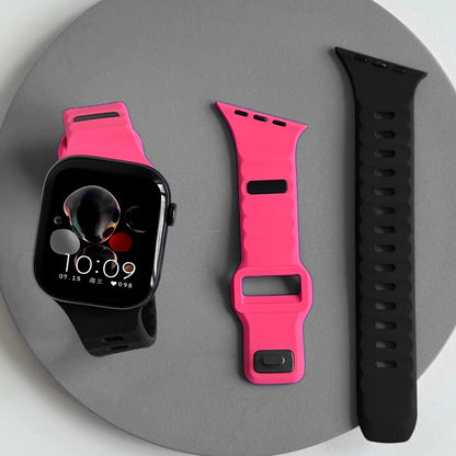 Silicone Sport Band for Apple Watch Ultra 3/2 49mm 42 44 38 40 41mm Two Tone Adjustable Strap for Iwatch S11 10 9 8 7 6 SE3 Belt