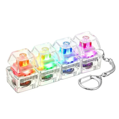 1pcs LED Keyboard Keycap Stress Relief Keychain  4 Button Fidget Tool for Adult Kids Office Decompression Gadget Tech Keychain