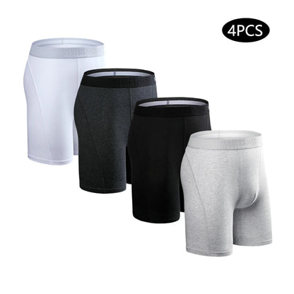 4pcs Long Boxers for Men Underwear Plus Size Men's Panties Sexy Long Leg Underpants Cotton Mens Boxer Shorts Fashion Male Trunk