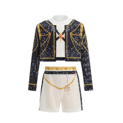 Kids Korean Singer Dance Costume Set Halloween Carnival Cosplay Outfit Girls Stage Performance Role Play Clothes