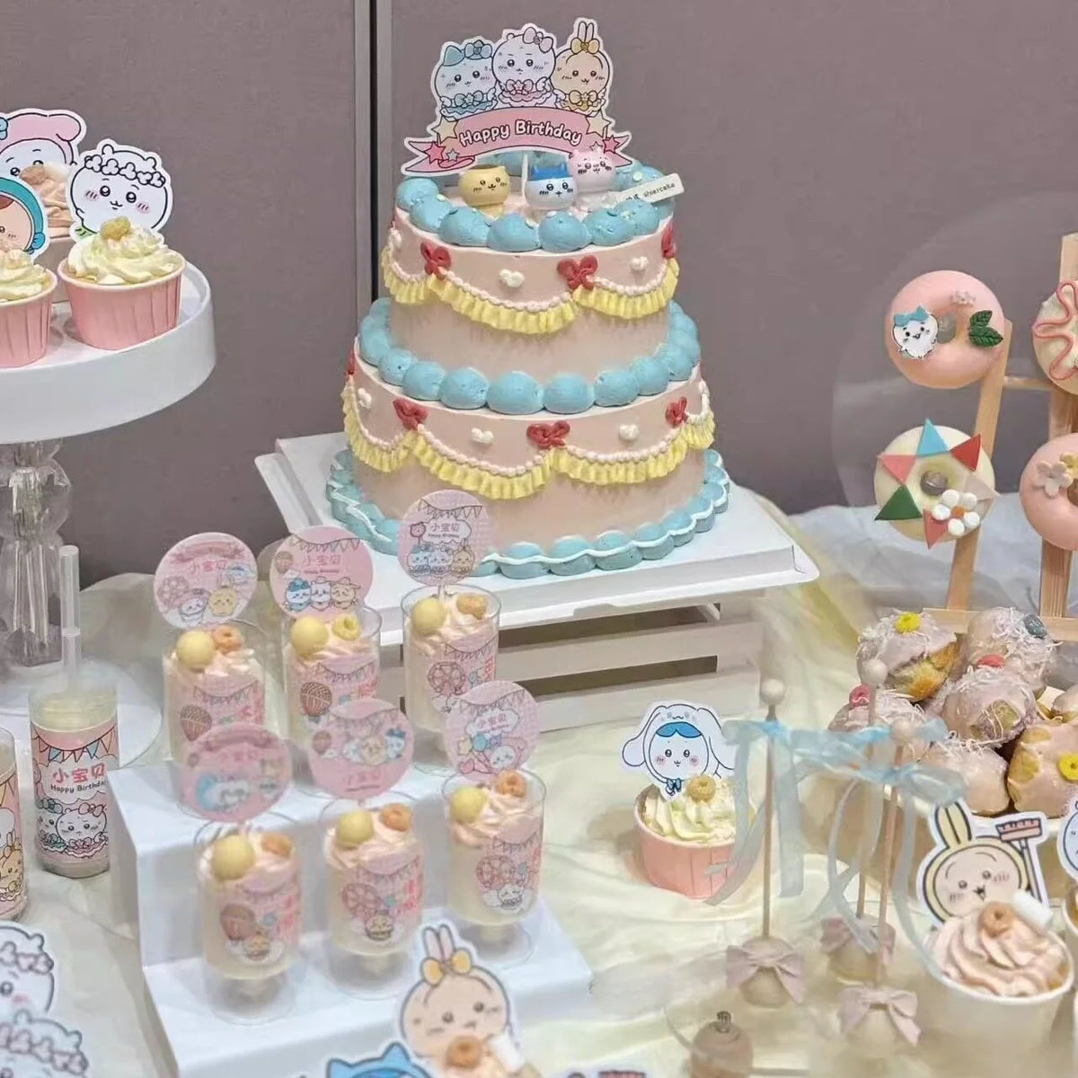 Chiikawa Anime Cake Toppers Set,Cute Kawaii Character Cupcake Picks Decorations for Kids Birthday Back to School Party