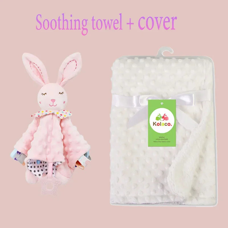 Custom Embroidered Name Minky Baby Blanket & Bunny Comforter Set Personalized Newborn Security Blanket Baby Shower Gift