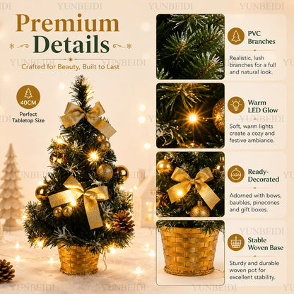 40CM Christmas Tree with LED Lights Mini Artificial Christmas Tree Home Desktop Decoration Christmas Decoration New Year Gift