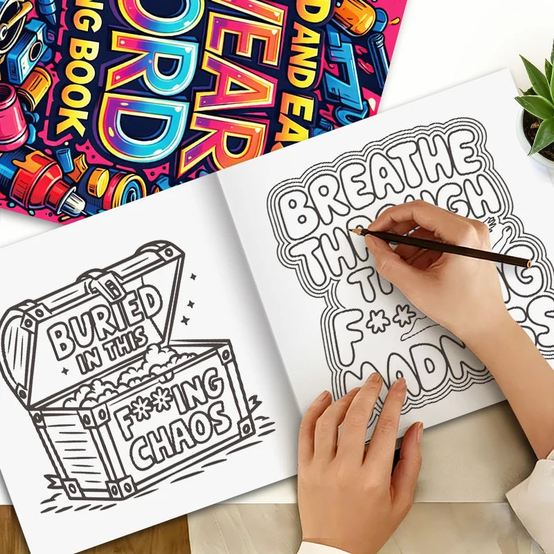32 Pages Bold And Easy Swear Word Graffiti Coloring Book For Adults Stress Relief Anti-Anxiety Art Therapy Gift