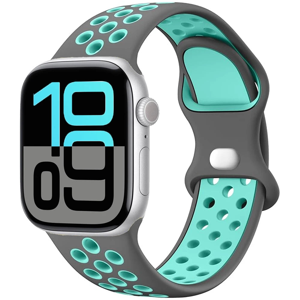 Silicone Strap For Apple Watch 11 10 9 8 7 46mm 45mm 42mm 41mm Ultra 3/2 49mm Breathable Bracelet Wristband iWatch 6 5 4 SE 44mm
