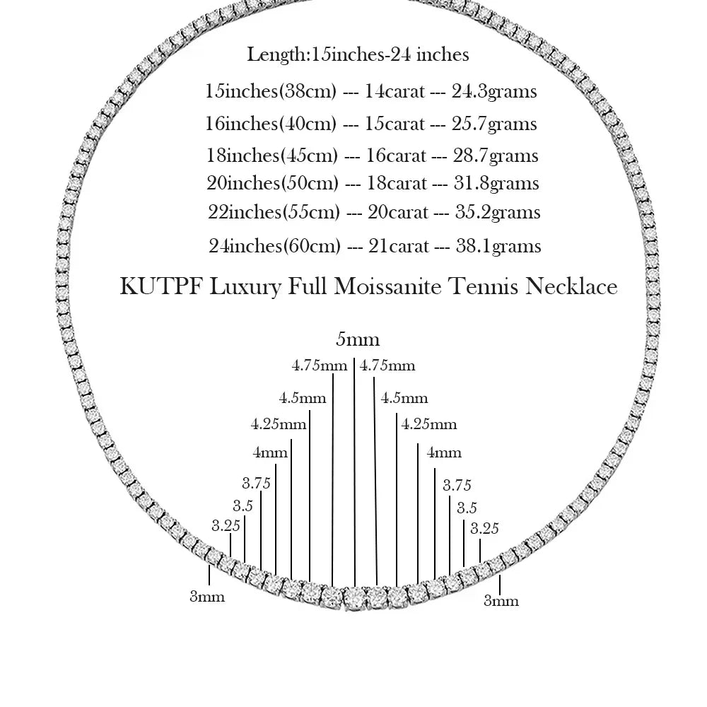Moissanite Diamond Tennis Necklace with Certificate 3-5mm Size Gradient Diamond Riviera Necklace S925 Silver Choker for Women