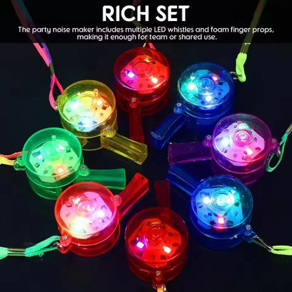 10-50pcs LED Light Up WhistlesToys Glow in the Dark Noice Makers Necklace with Lanyard Glow Whistles Party Supplies Whistles