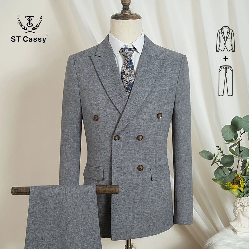 ST Cassy High Quality Elegant Man Suit 2 Piece Set Party Outfit Modern Wedding Dinner Suit for Men Stylish Business Office Suit