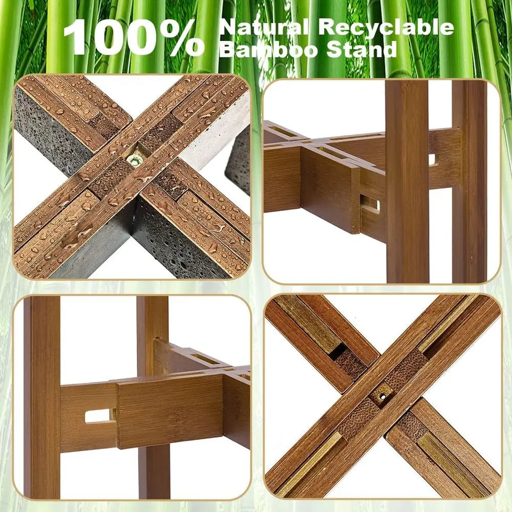 Versatile Bamboo Plant Stand for Indoor Use, Supports Pots 8-12 Inches (Plant and Pot Not Included)
