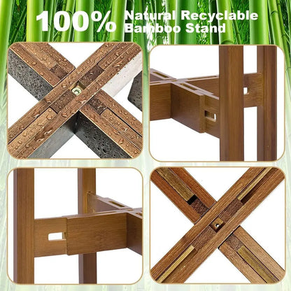 Versatile Bamboo Plant Stand for Indoor Use, Supports Pots 8-12 Inches (Plant and Pot Not Included)