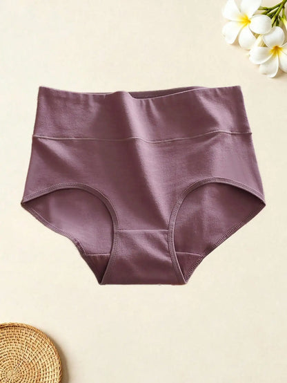 6pcs Mid-Waist Cotton Women's Underwear, Breathable, Stretchy & Tummy Control Design, Soft Boyshort Panties, Ideal for Daily Wea