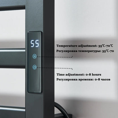 Black/White Electric Towel Rack With Digital Display Touch Temperature&Time Control Smart Heated Towel Rail Towel Warmer