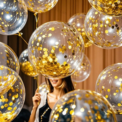 10/30/50/100Pcs 1012 Inch White Golden Balloons Pastel Ballon Golden Confetti Balloons For Birthday Weddings Anniversary Party