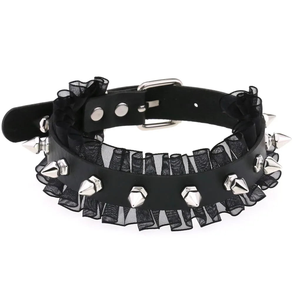 DIEZI Vintage Sweet Cool Hip Hop Rivet Choker Necklace Harajuku Gothic Club Black PU Leather Collar Torques Necklace Jewelry