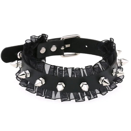 DIEZI Vintage Sweet Cool Hip Hop Rivet Choker Necklace Harajuku Gothic Club Black PU Leather Collar Torques Necklace Jewelry