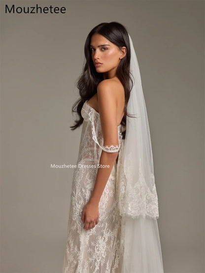 Mouzhetee Mermaid Lace Elegant Wedding Dresses Sleeveless Off The Shoulder Sexy Brides Gown Custom Made 2025