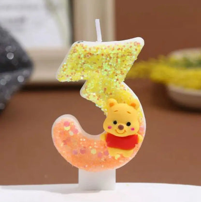 Anime 0-9 Number Candle Cute Winnie the Pooh Candle Cartoon Character Children Party Cake Plug-in Birthday Cake Decoration Gifts