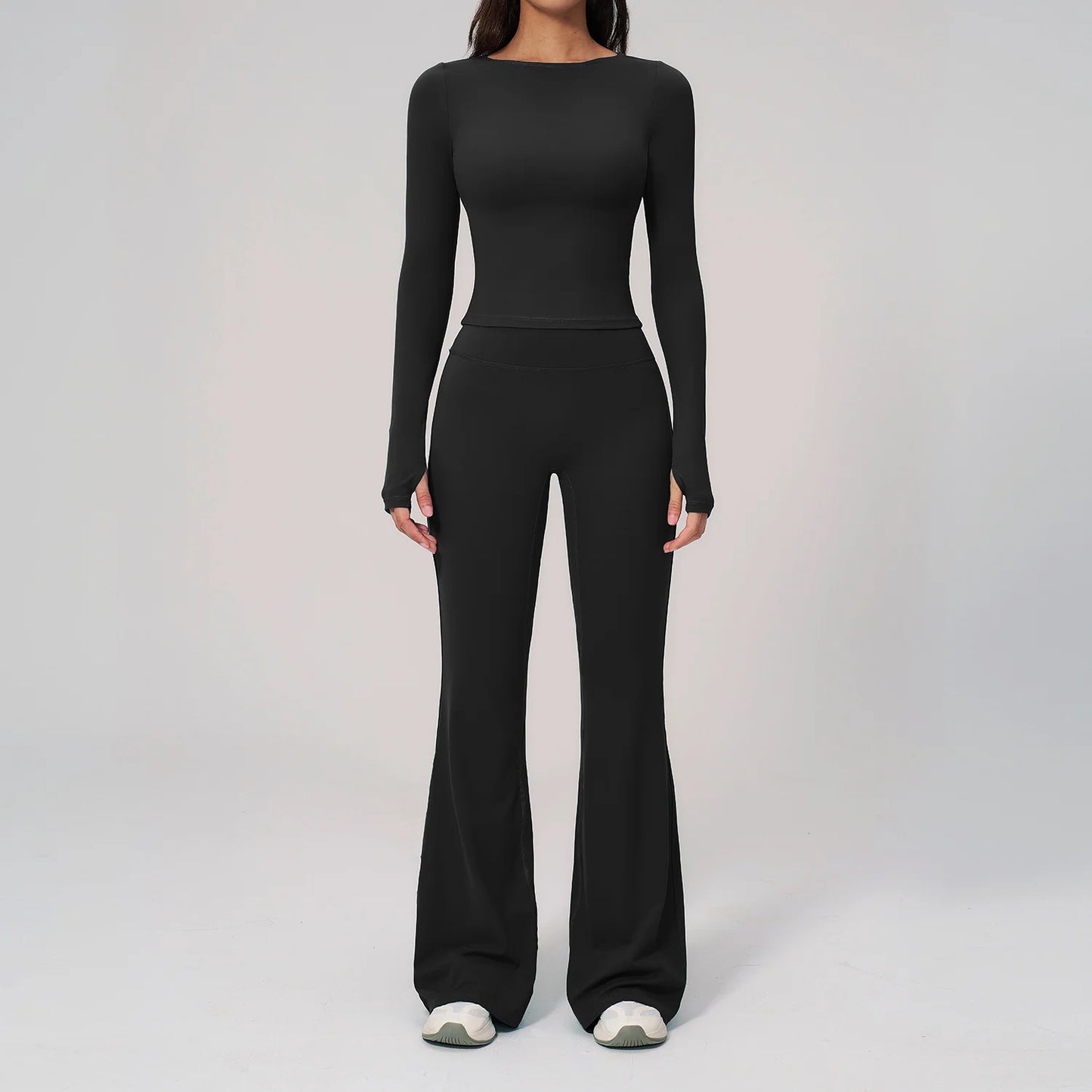 Two Pieces Yoga Set Slim Long Sleeved Gym Set High Elasticity Leggings Sportswear Women's Fitness Cycling Pilates Sports Suits