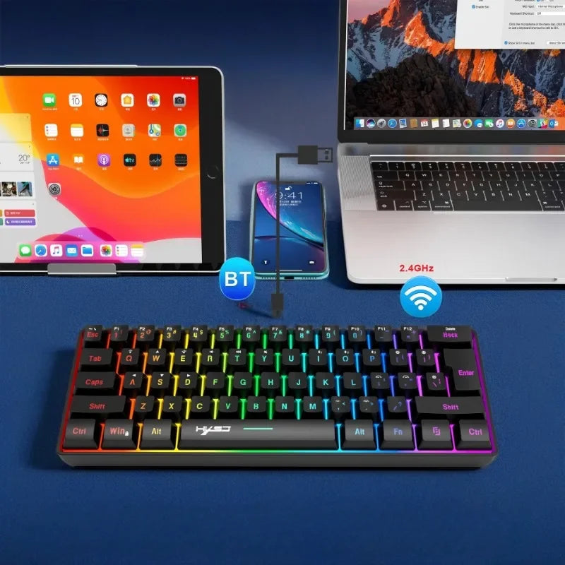 Wireless Keyboards and Mouse Kwhite Gaming Eyboard USB 60% Computer Branco Bluetooth Combo Ergonomic PC Backlit iPad Key Board