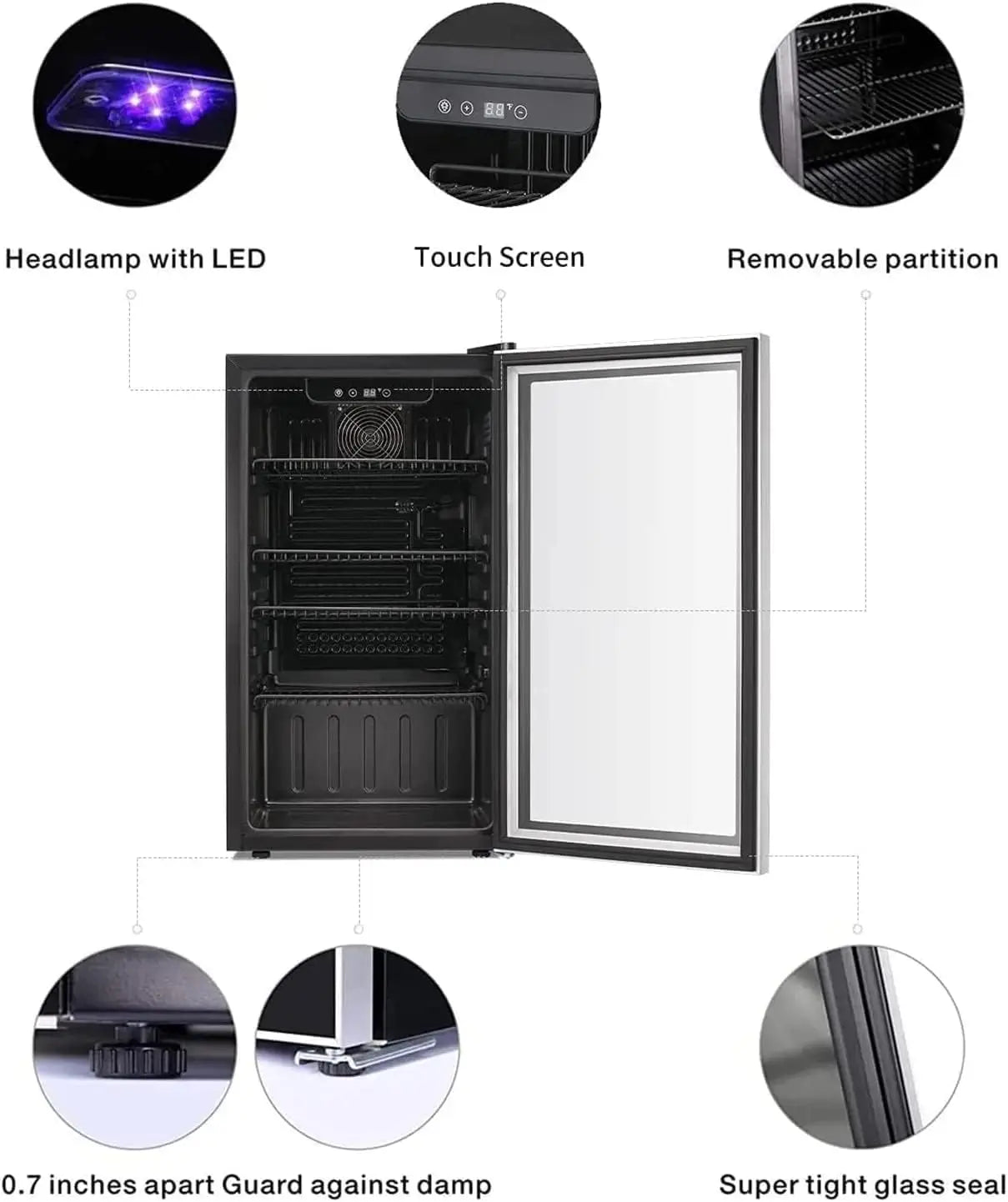26 Bottle 130 Can Wine & Beverage Cooler, Clear Glass Door, Quiet Digital Temp Control, Home Office Bar, 3.2cu.ft, Customized