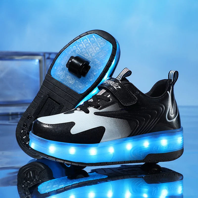 Two Wheels Children's Led Light Roller Skate Shoes For Kids Boys Girls Luminous Sneakers Skateboard USB Charging