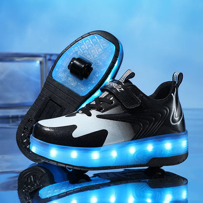 Two Wheels Children's Led Light Roller Skate Shoes For Kids Boys Girls Luminous Sneakers Skateboard USB Charging