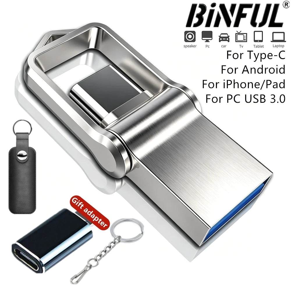 Mini 512GB OTG USB Flash Drive USB 3.0 Type C For iPhone iPad 32G 128GB 256GB Pendrive Samsung Android Laptop Memory Phone Stick