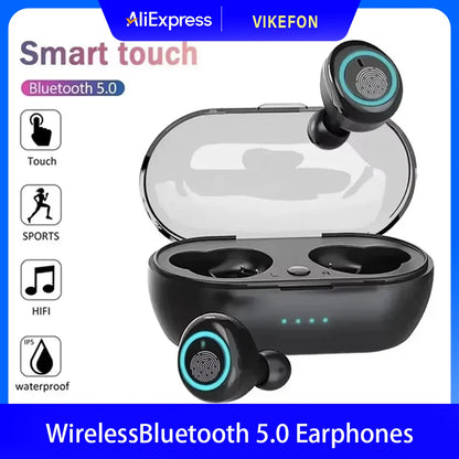 Wireless Bluetooth 5.0 Earphones 9D Stereo Headset with Mic Y50 TWS Touch Control Sport Earphones Waterproof Earbuds LED Display