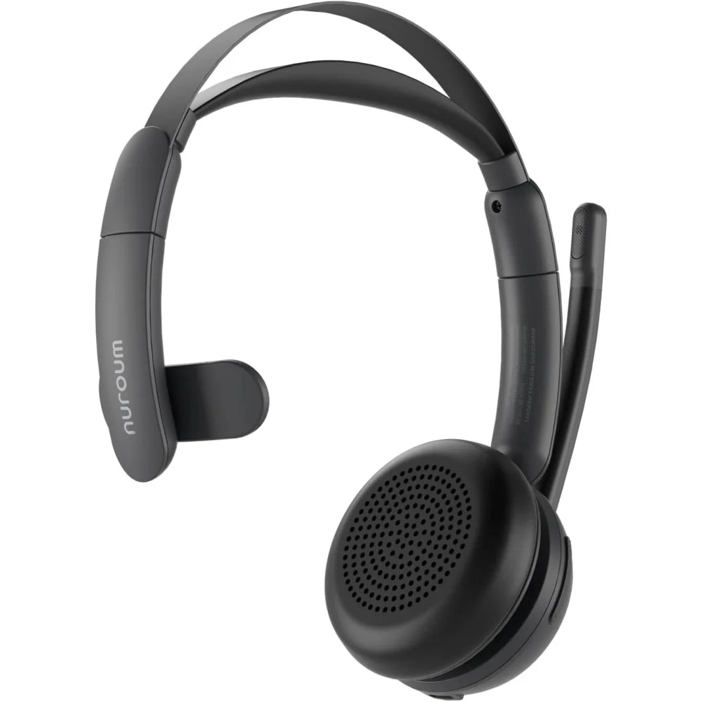 Nuroum Dark Grey Bluetooth 5.3 Over‑Ear Wireless Headset ENC Noise Cancelling Microphone Independent Mute Button Multi‑Point Connection Business Headphones for Work From Home Office PC Laptop Zoom Microsoft Teams Conferen
